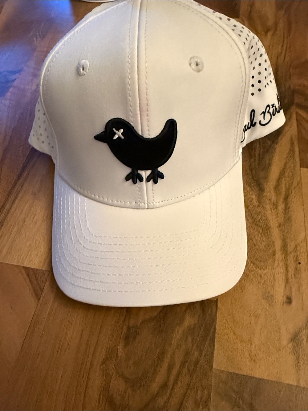 Bad Birdie White Cap with Black Bird Patch